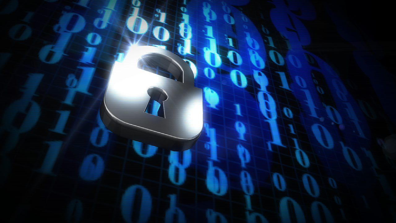 Image to show secure data (padlock and binary code)